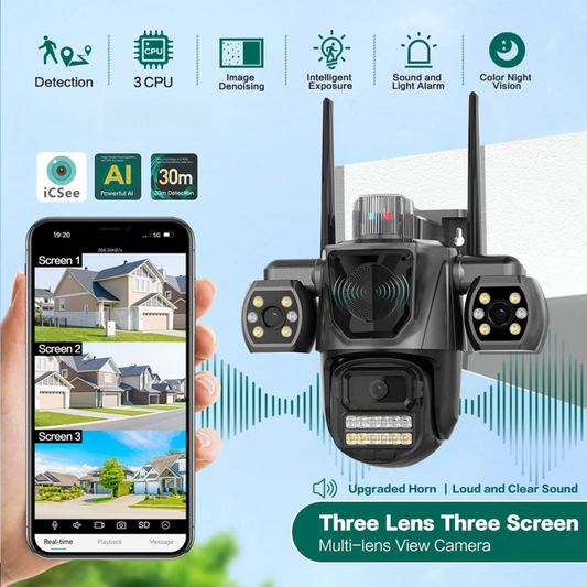 SecureVision Ultra 9MP® Cámara WiFi Inteligente Triple Lente
