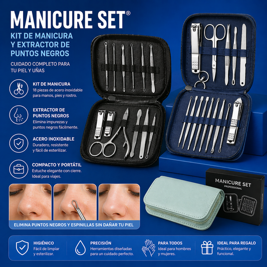 Manicure Set® Kit de manicura y extractor de puntos negros