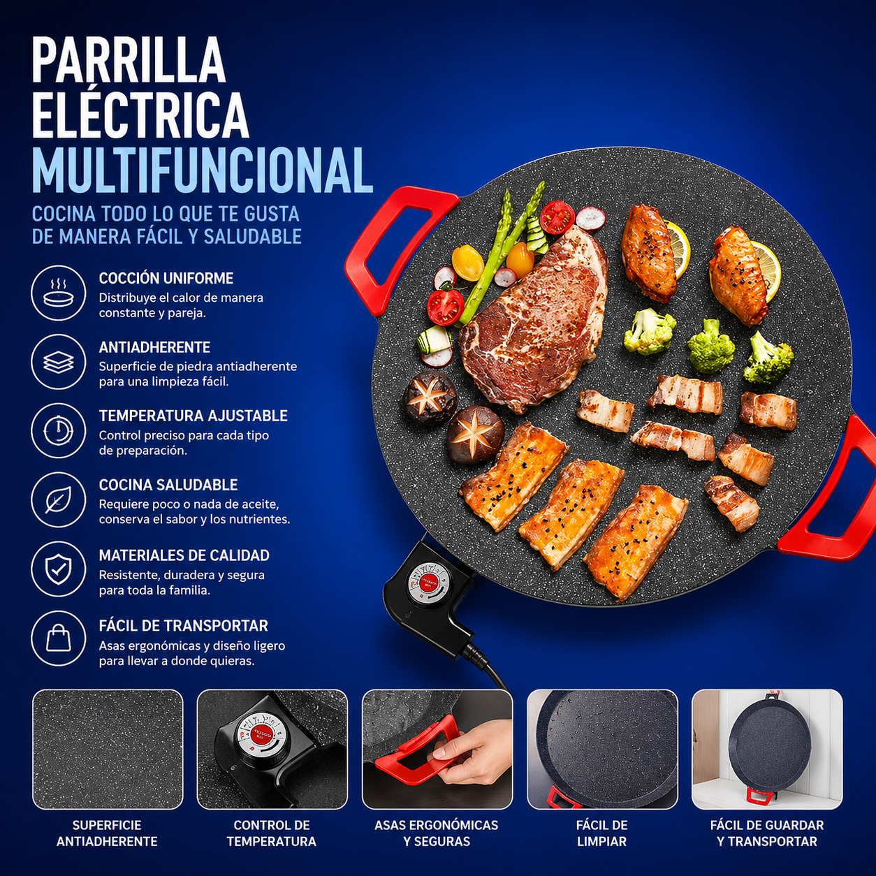 Sartén Antiadherente de 1800 watts ®