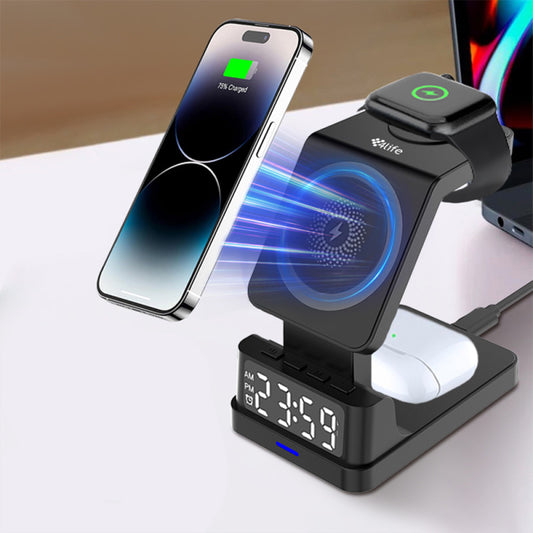 CARGADOR 4 EN 1 CON ALARMA Y RELOJ DIGITAL®