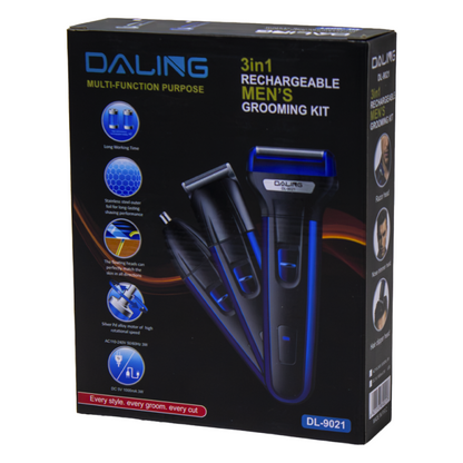 Kit de afeitado y recortadora de pelo recargable 3 en 1®