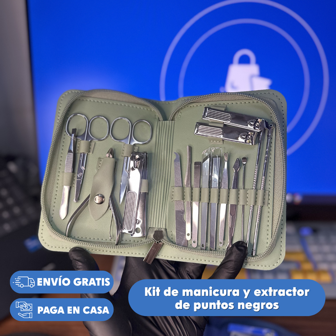 Manicure Set® Kit de manicura y extractor de puntos negros