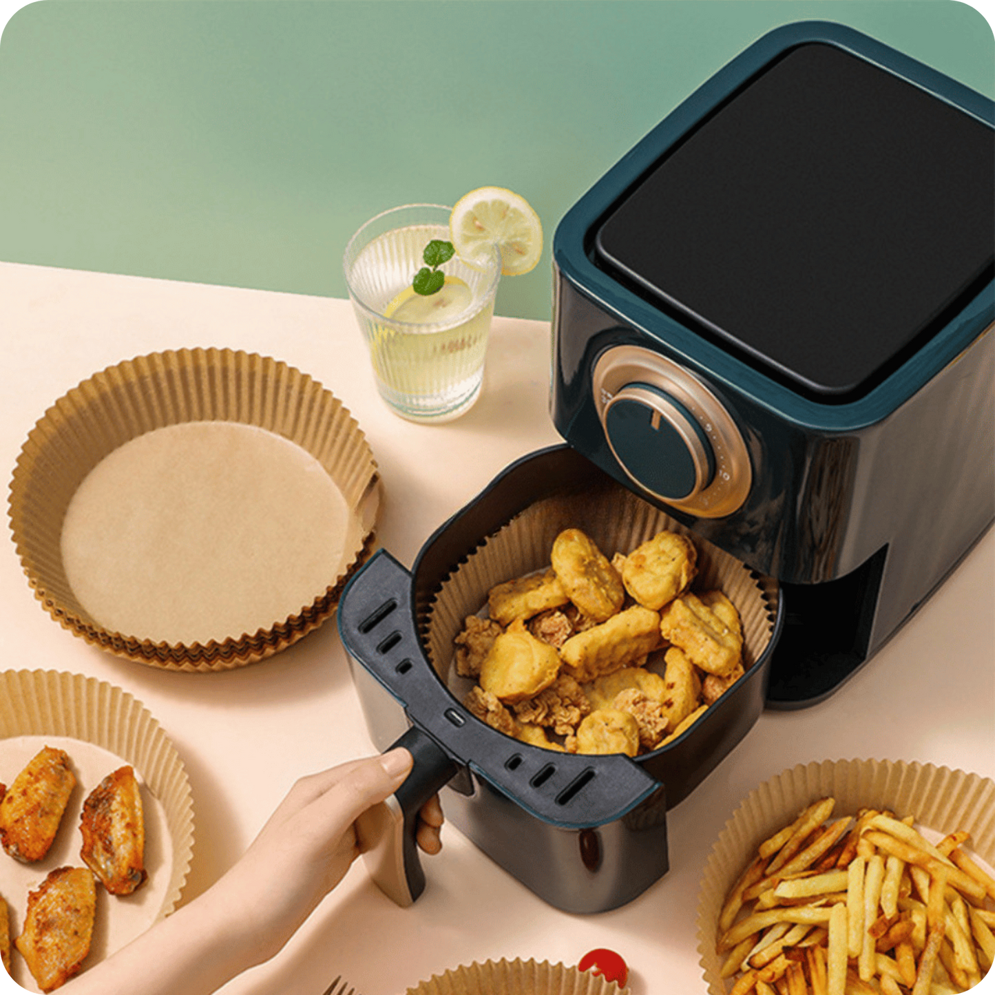 Paper Circle Pro® Canasta de Papel para Air Fryer Pack de 50 Unidades
