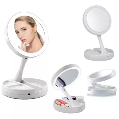 Espejo LED Glam Touch – Plegable y Recargable