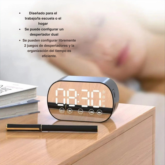MirrorSound® Reloj Espejo Alarma & Speaker 2 en 1
