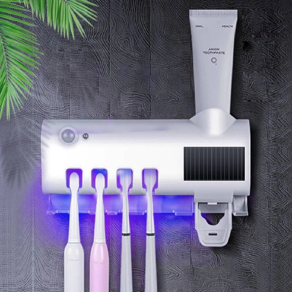 PURE BRUSH UV® ESTERILIZADOR DE CEPILLOS CON LUZ UV Y DISPENSADOR