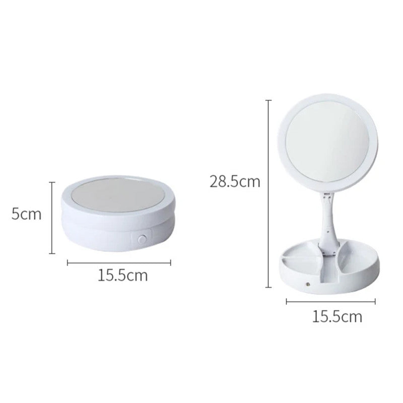 Espejo LED Glam Touch – Plegable y Recargable