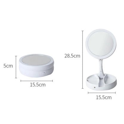 Espejo LED Glam Touch – Plegable y Recargable