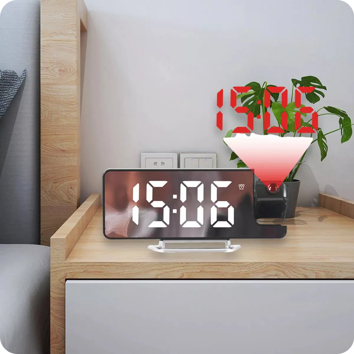 RELOJ ESPEJO CON PROYECCIÓN RETROILUMINADA ®