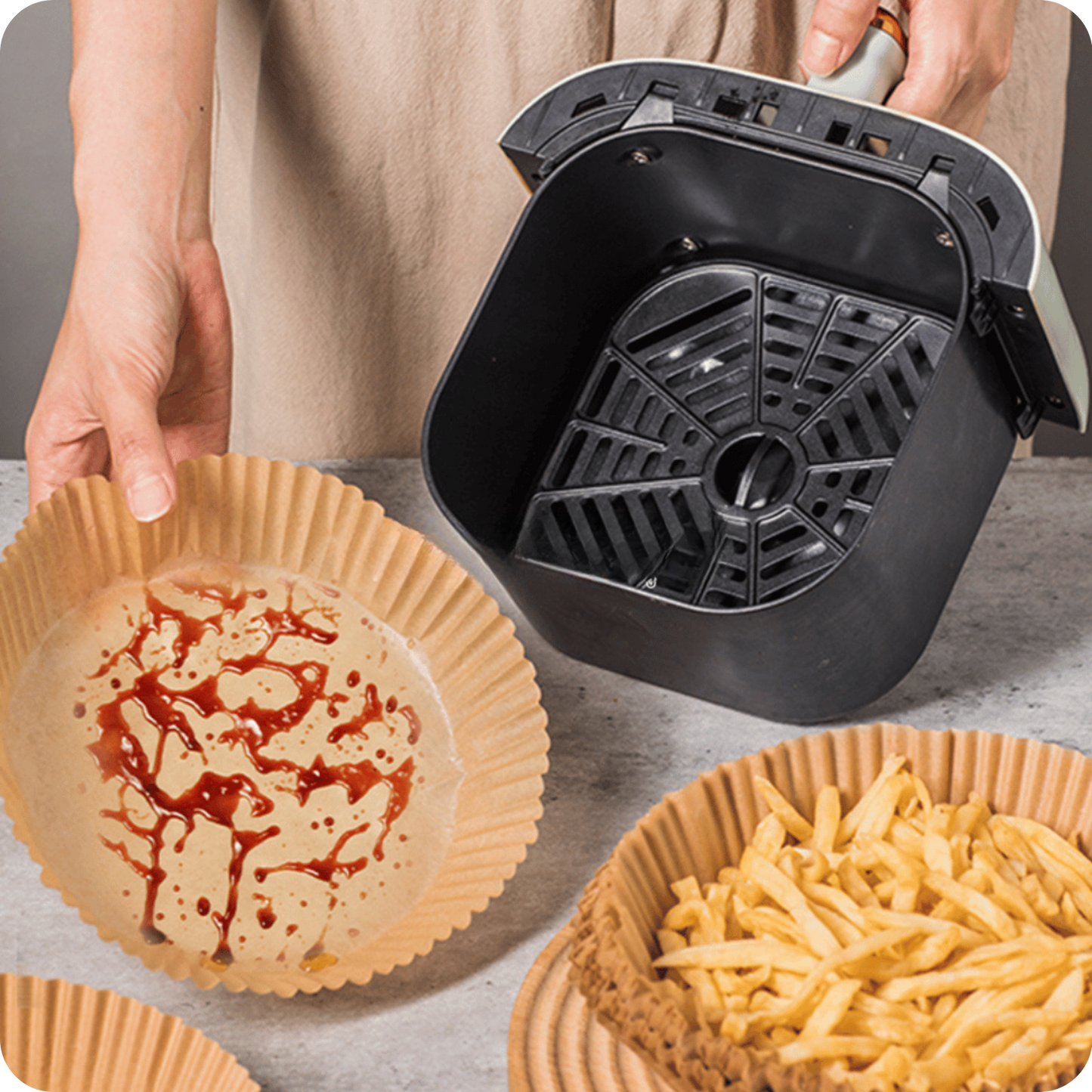 Paper Circle Pro® Canasta de Papel para Air Fryer Pack de 50 Unidades