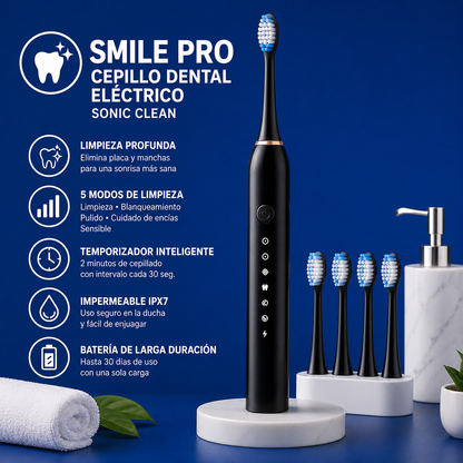 Smile Pro® | Cepillo Dental Eléctrico + 4 Cabezales