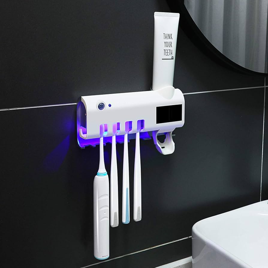 PURE BRUSH UV® ESTERILIZADOR DE CEPILLOS CON LUZ UV Y DISPENSADOR