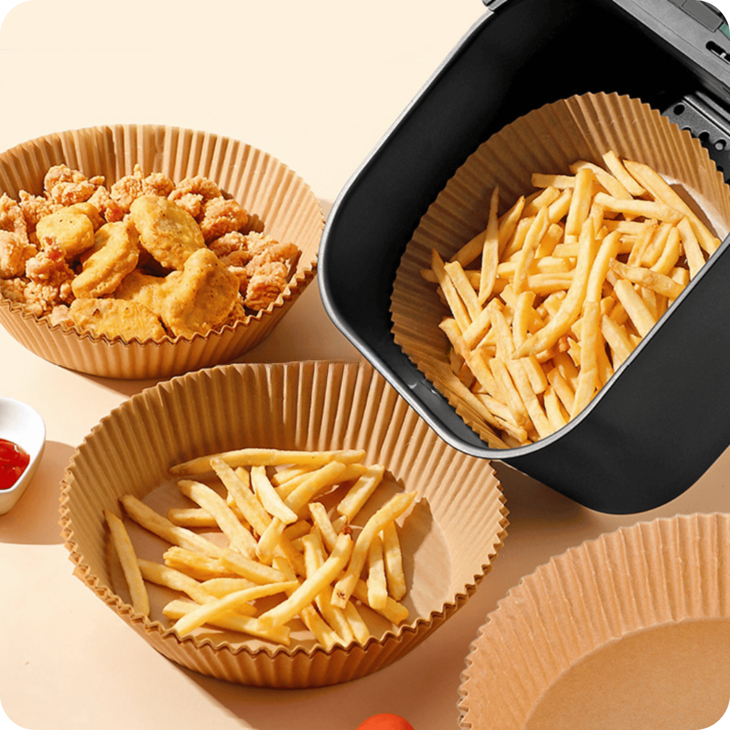 Paper Circle Pro® Canasta de Papel para Air Fryer Pack de 50 Unidades