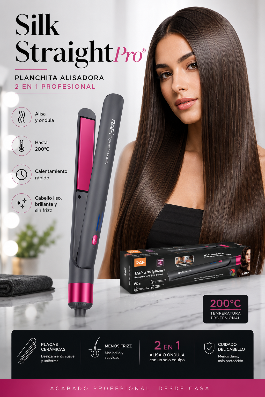Silk Straight Pro® | Planchita Alisadora 2 en 1 Profesional