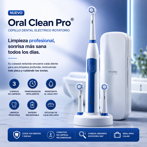 Oral Clean Pro® | Cepillo Dental Eléctrico Rotatorio + 4 cabezales