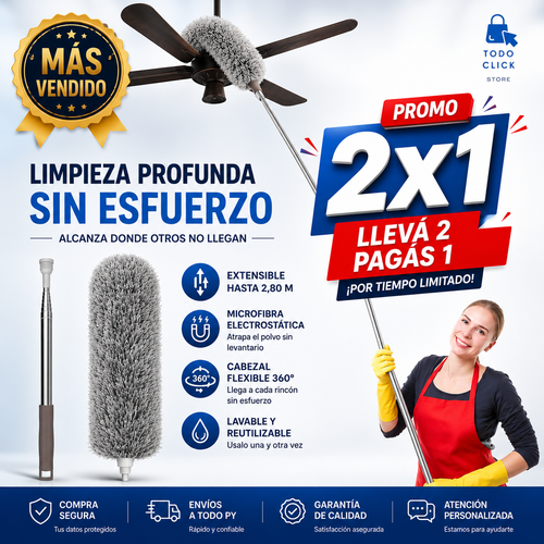 Magic Clean® | Plumero Extensible de Microfibra 2x1