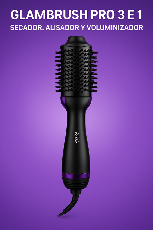 Cepillo Secador GlamBrush Pro 3 en 1 – Seca, Alisa y Da Volumen al Instante