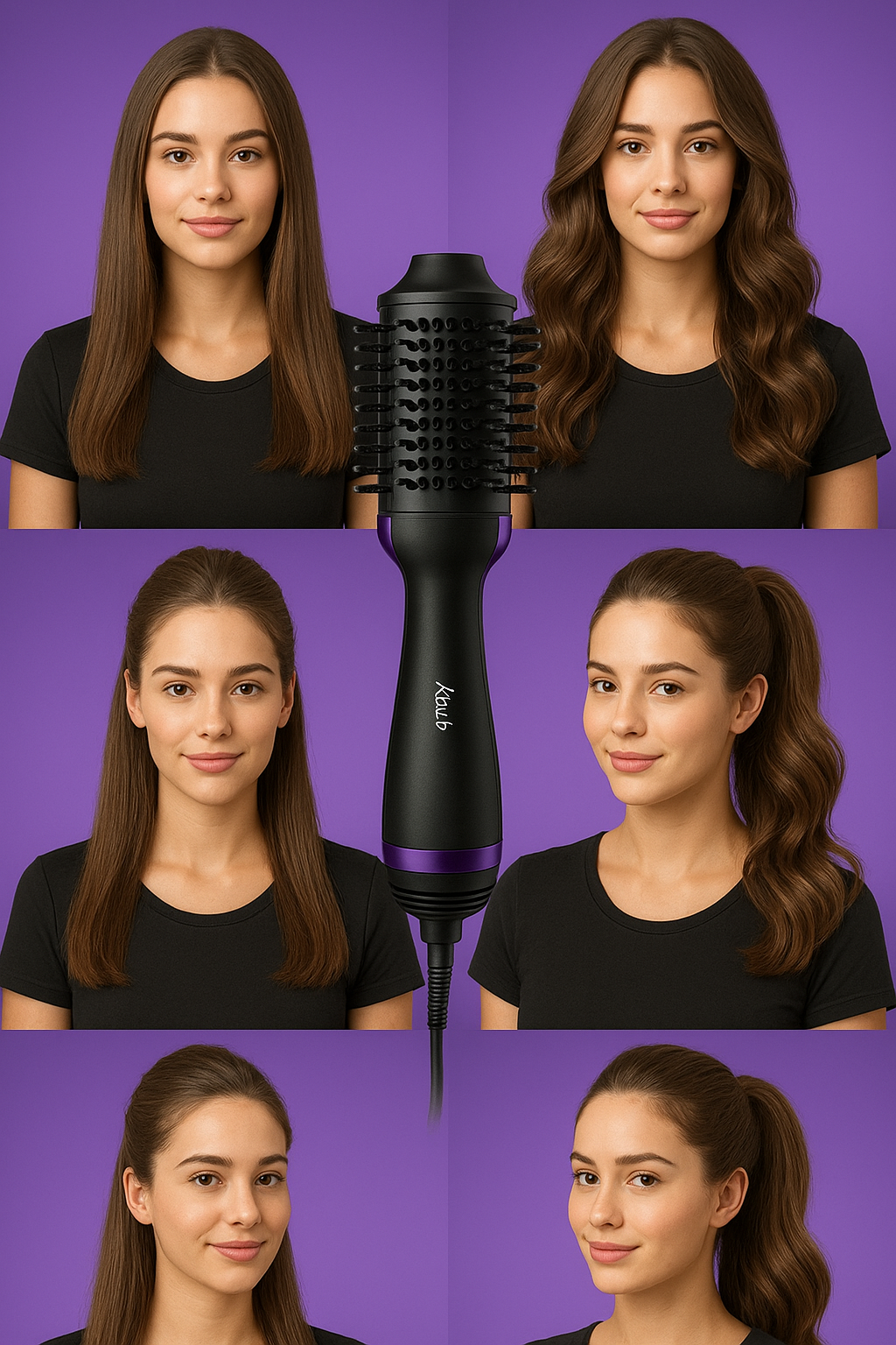 Cepillo Secador GlamBrush Pro 3 en 1 – Seca, Alisa y Da Volumen al Instante