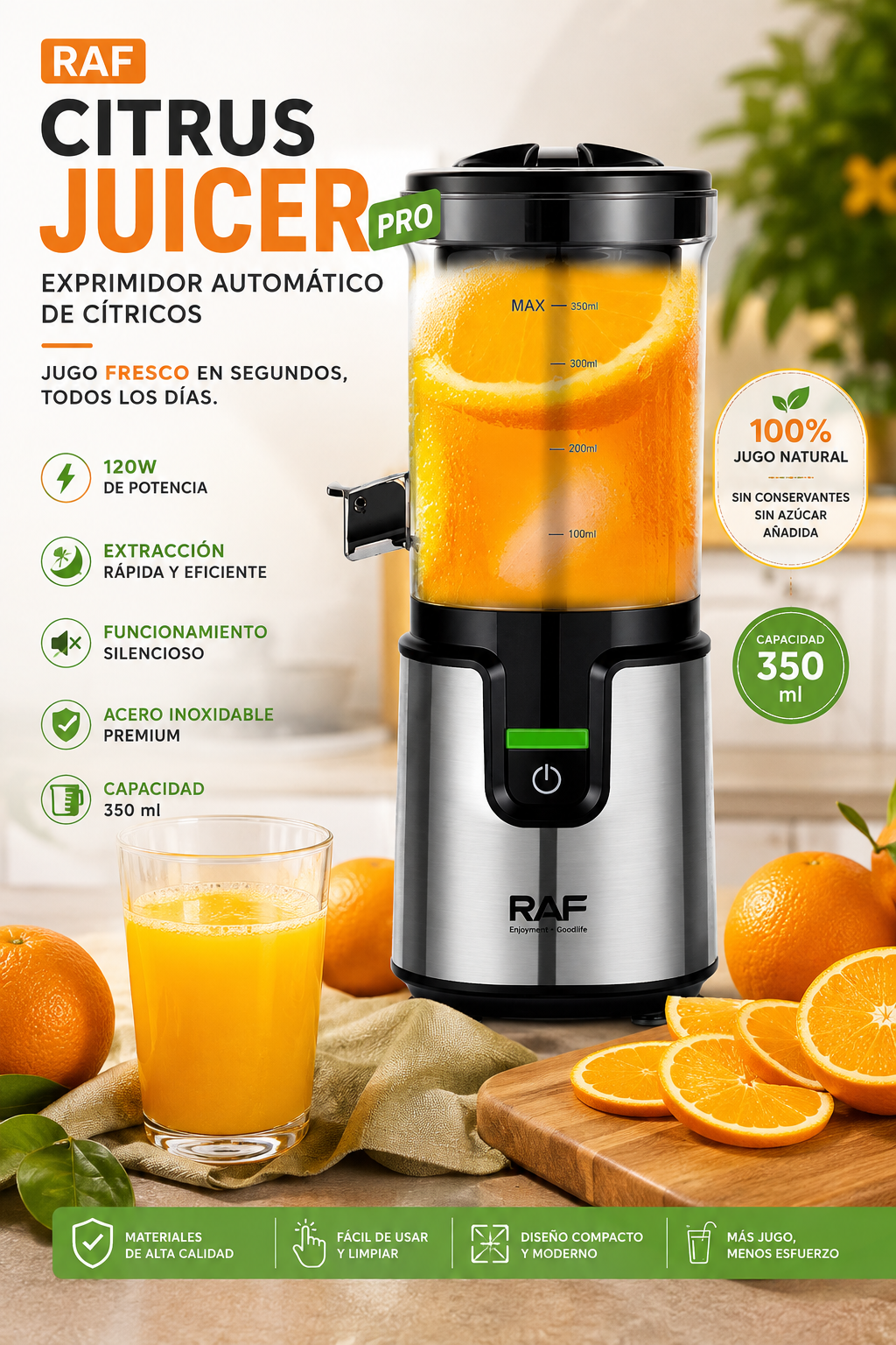 Citrus Juicer Pro® | Exprimidor Automático de Cítricos 350 ml - Acero inoxidable