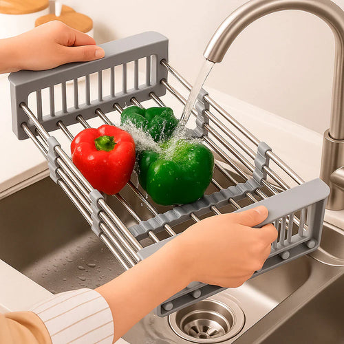 Drain Aliments Pro® Escurridor Extensible de Acero y Plástico para Pileta