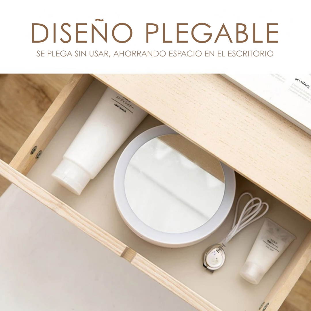 Espejo LED Glam Touch – Plegable y Recargable