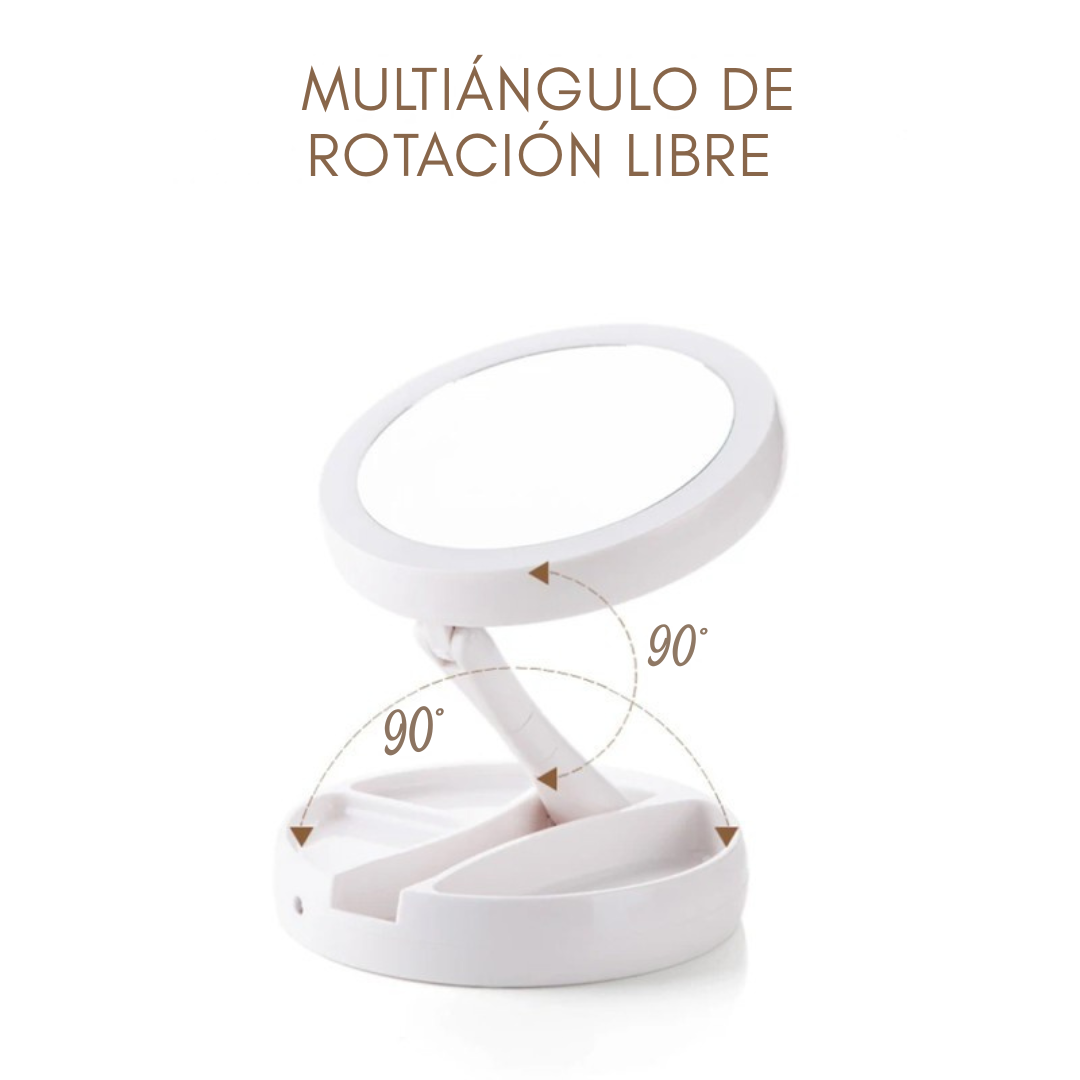 Espejo LED Glam Touch – Plegable y Recargable