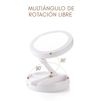 Espejo LED Glam Touch – Plegable y Recargable