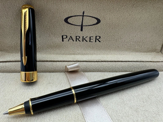 Bolígrafo roller Parker Vintage Sonnet Series, color negro, punta de 0,5 mm (SIN ESTUCHE)