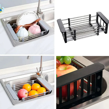 Drain Aliments Pro® Escurridor Extensible de Acero y Plástico para Pileta