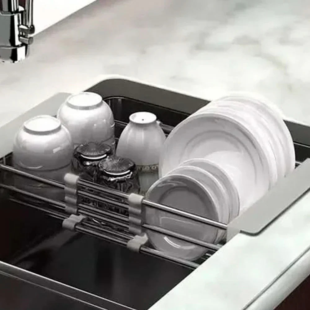 Drain Aliments Pro® Escurridor Extensible de Acero y Plástico para Pileta